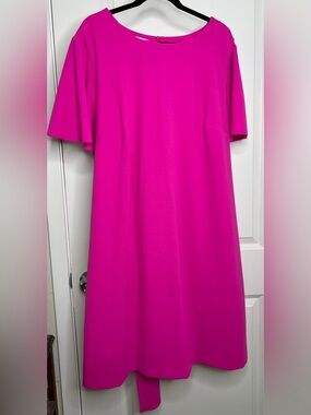 Donna Morgan Pink Flutter Sleeve Fit and Flare Midi Dress Size 24W Wedding Guest